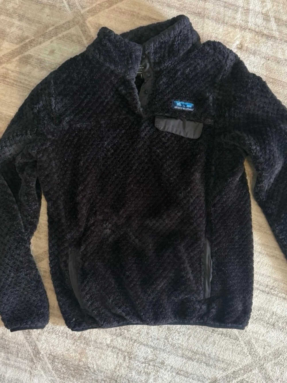 Simply Southern Black Plush Quarter-Snap Pullover